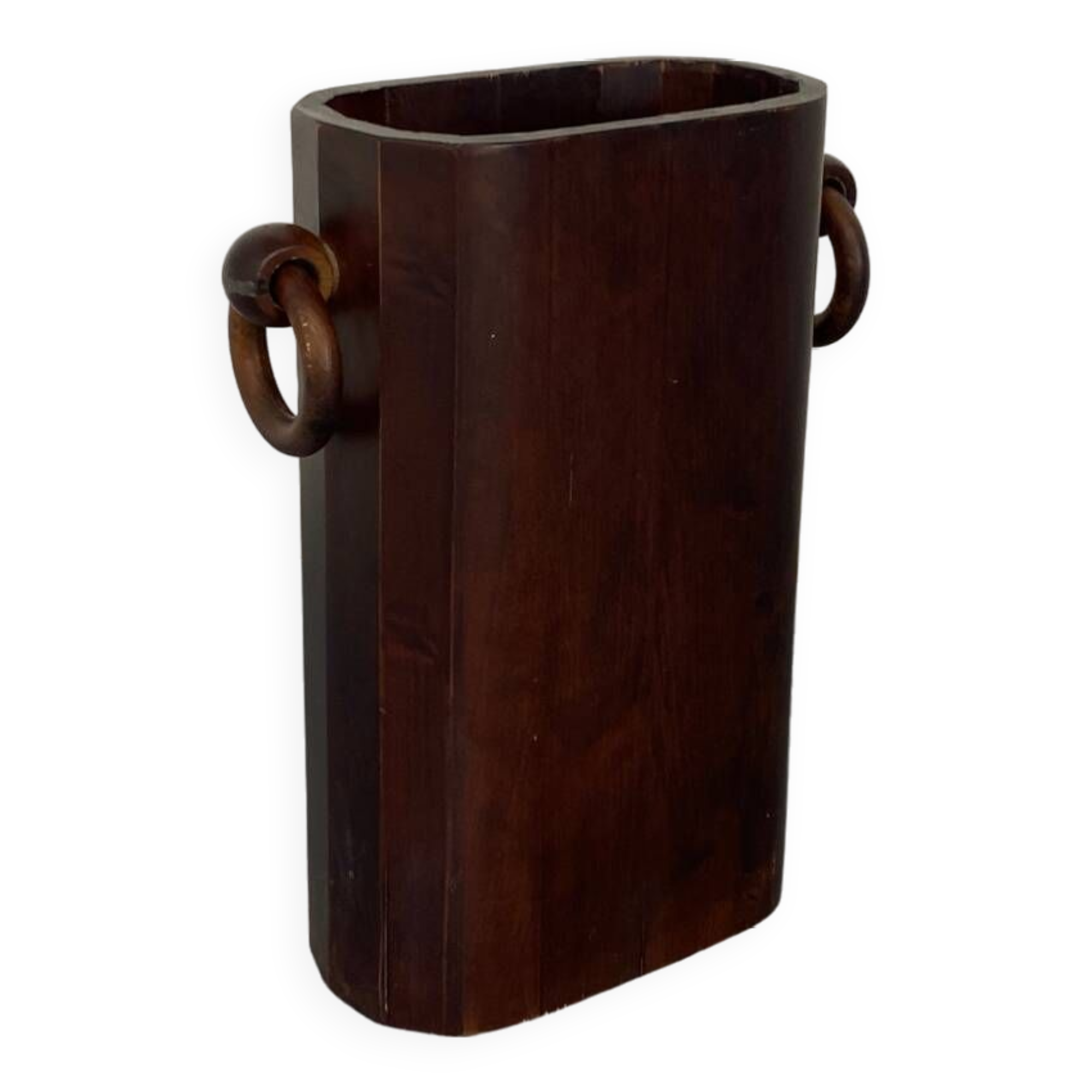 Mid-Century Modernist Italian Walnut Wooden Umbrella Stand, 1950s