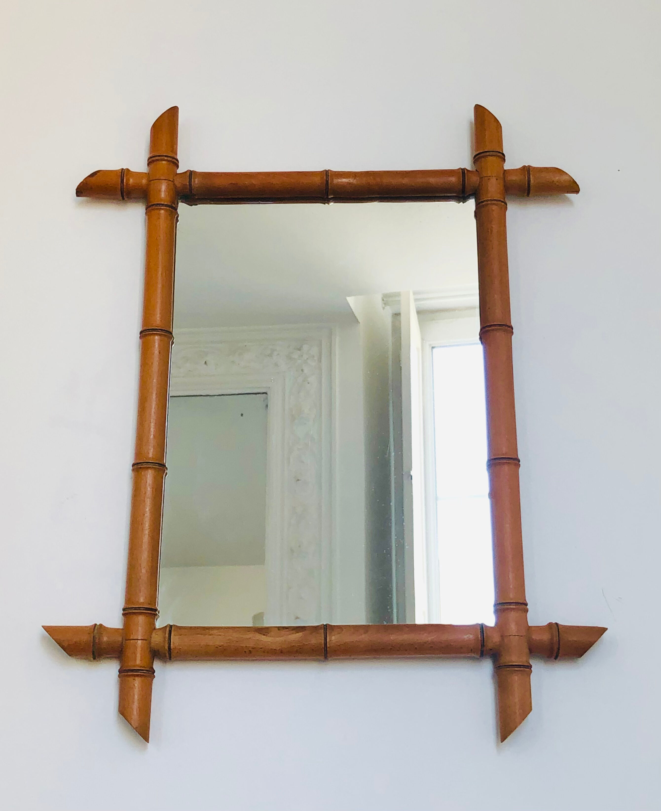Wall mirror in faux bamboo wood 60x48cm