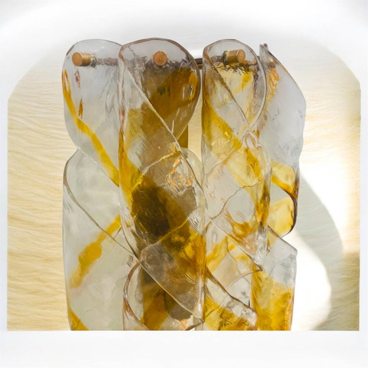 Paire d'appliques Mazzega en verre de Murano torsadé bicolore, Italie 1970