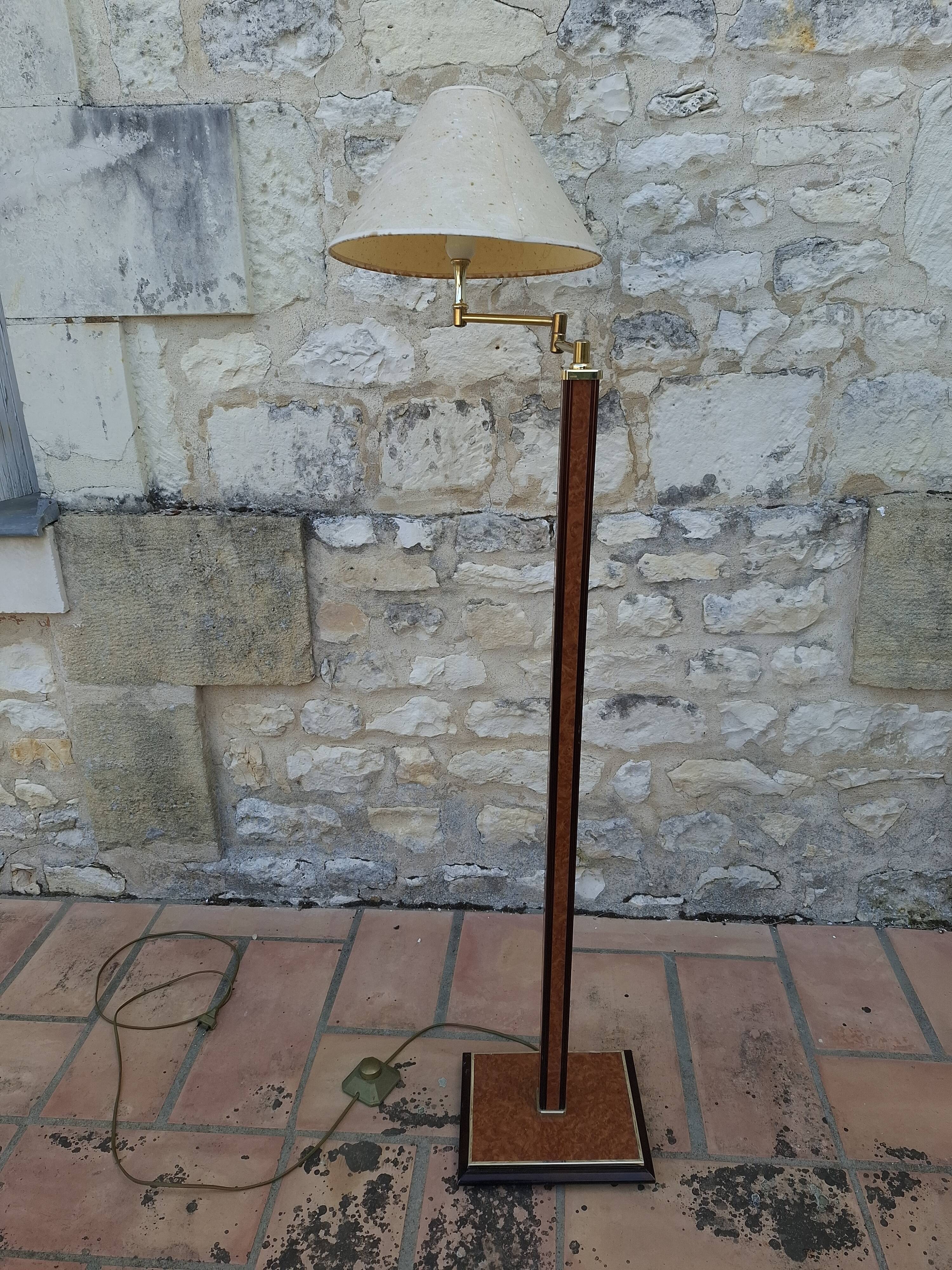 Floor lamp, vintage 80's reading light in elm burrier style, designed by robert de schuytener