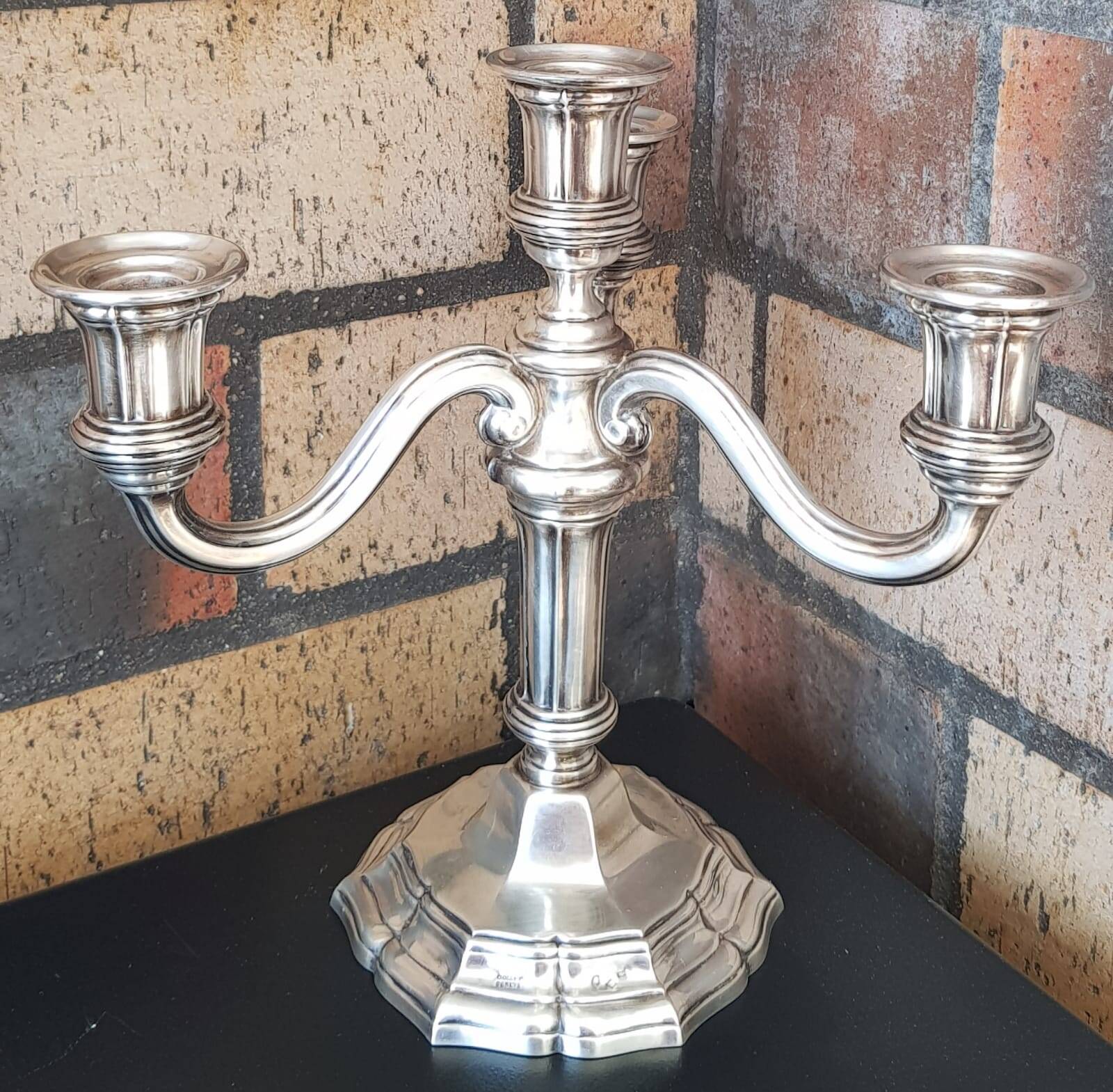 silver candelabrum chandelier with 4 candles