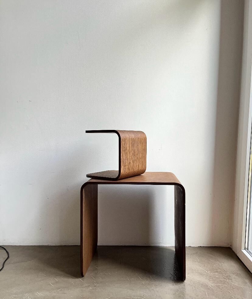 Child's Desk with Matching Stool in Curved Wood