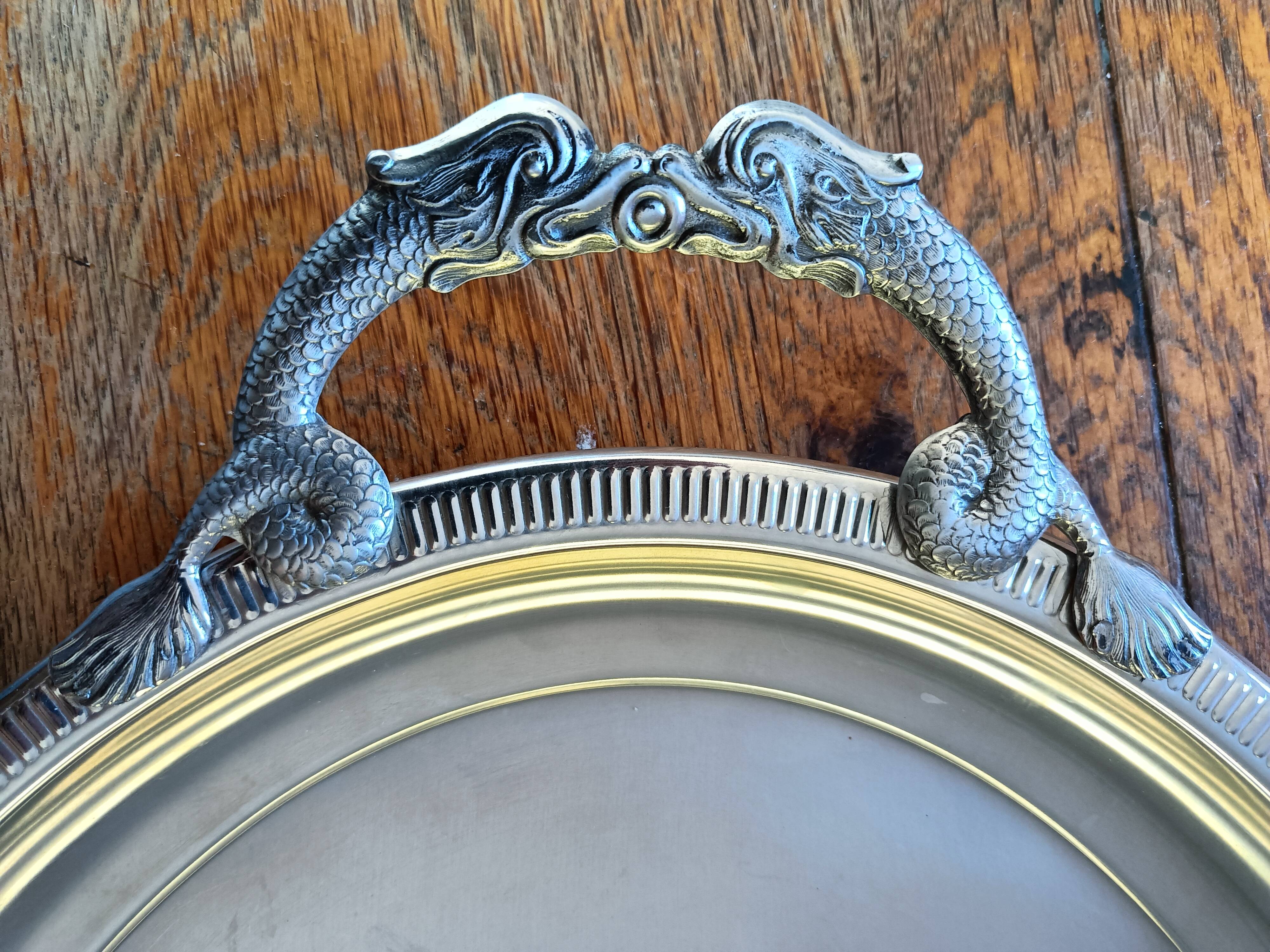 Vintage stainless steel tray by Jean Couzon