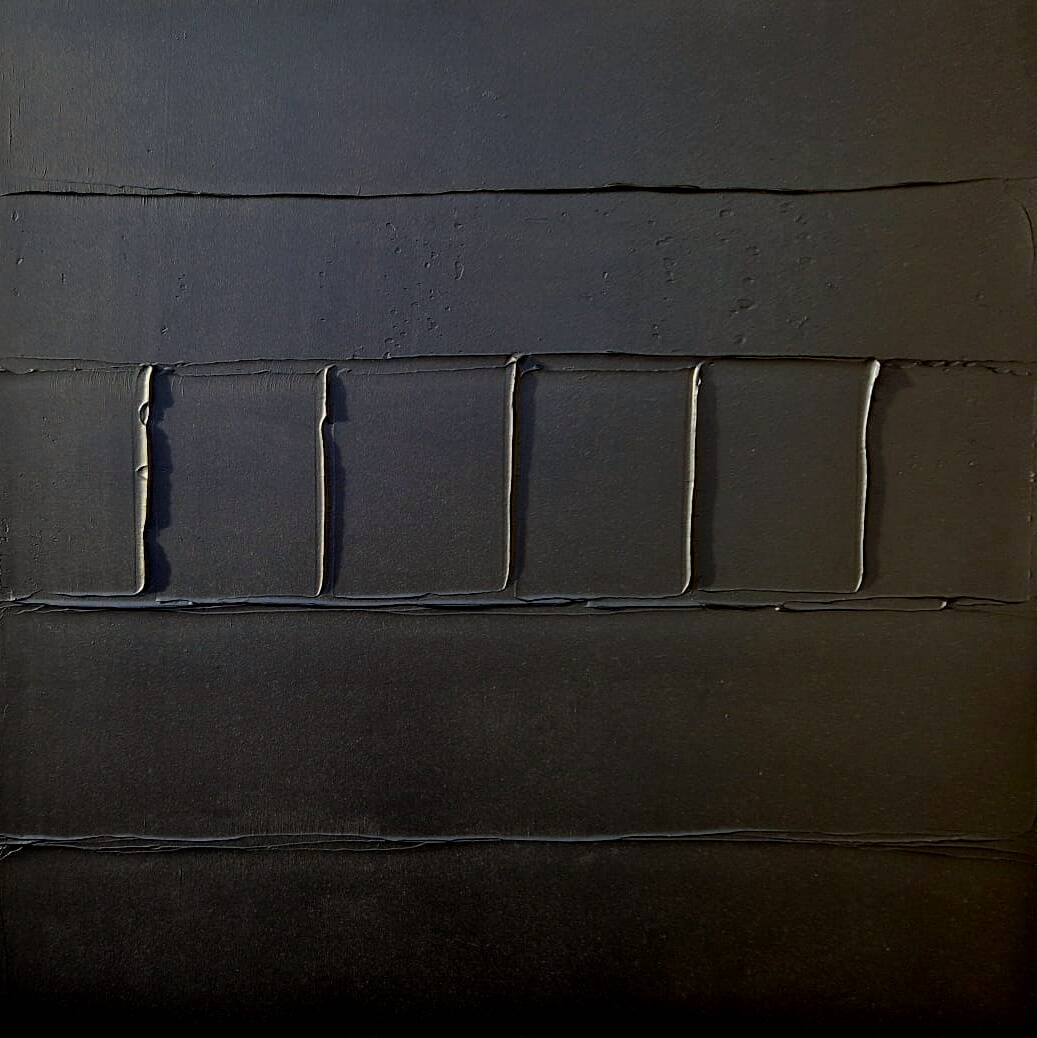 Minimalist monochrome abstract painting in black