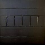 Minimalist monochrome abstract painting in black