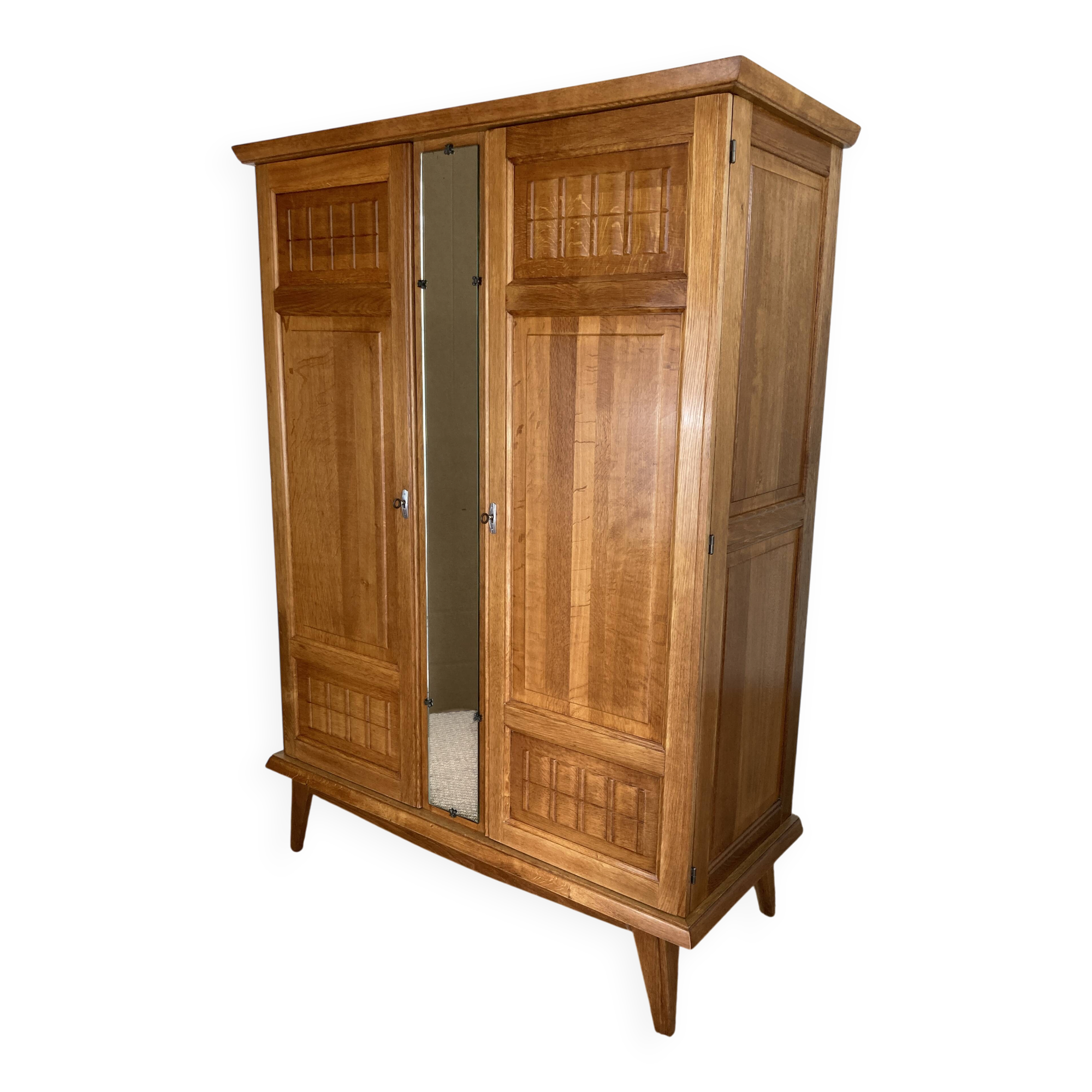Art Deco wardrobe in solid oak restored – 1930s-1940s
