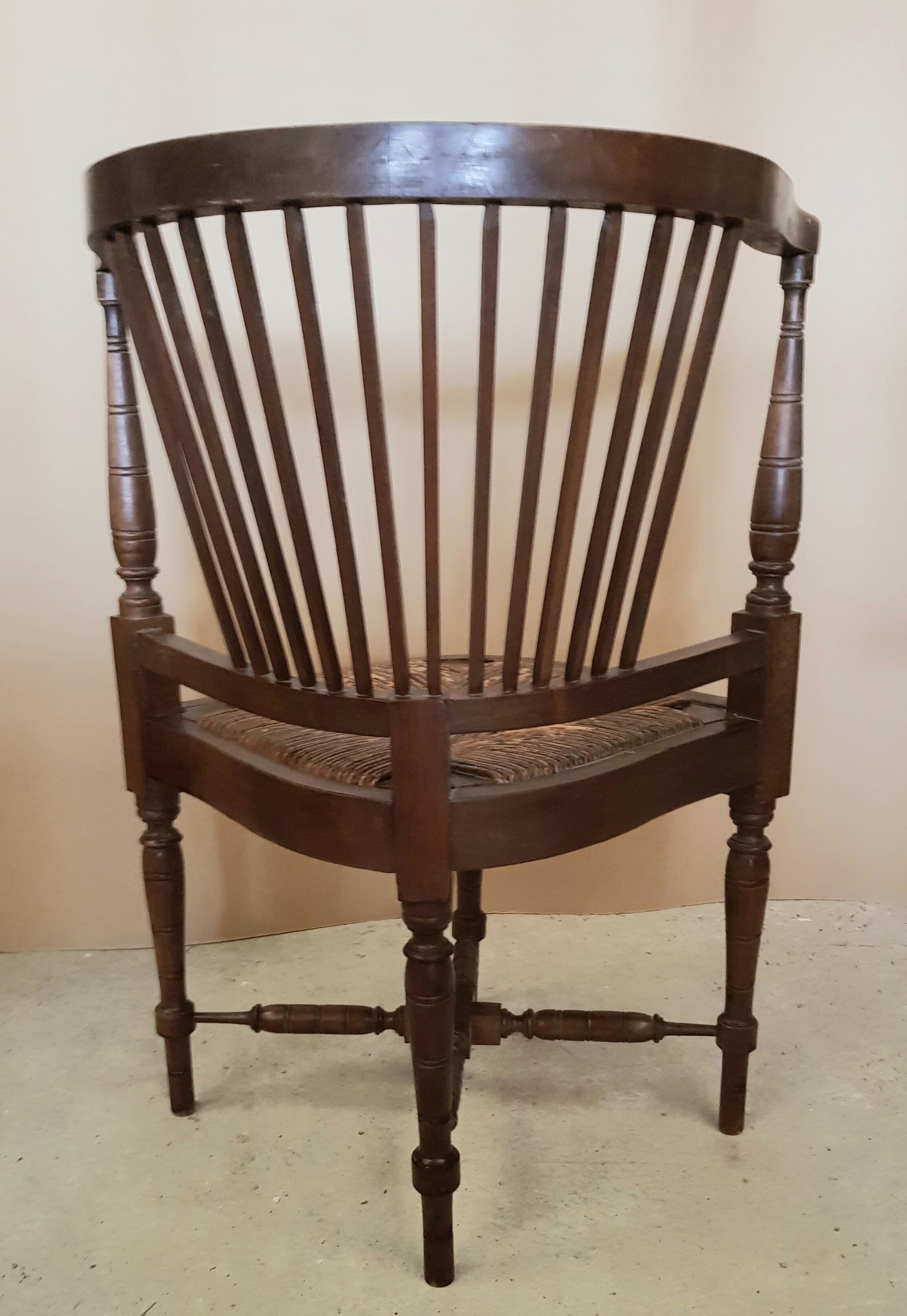 Armchair wood seat straw, couillard type