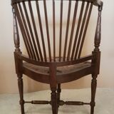 Fauteuil bois assise paille, de type couillard
