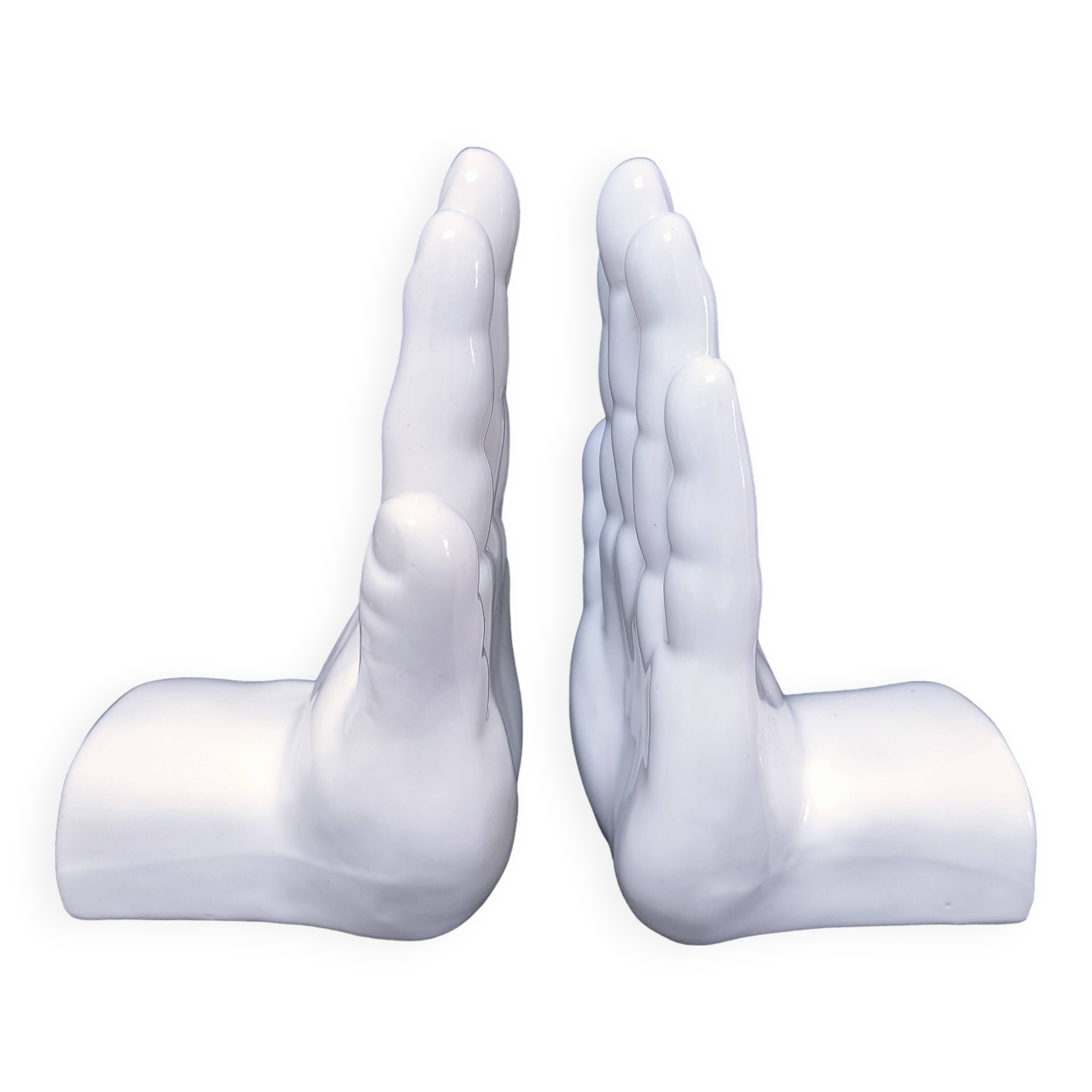 Pair of 80s design ceramic hand bookends