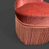 Pair of vintage pink velvet toad armchairs 1960