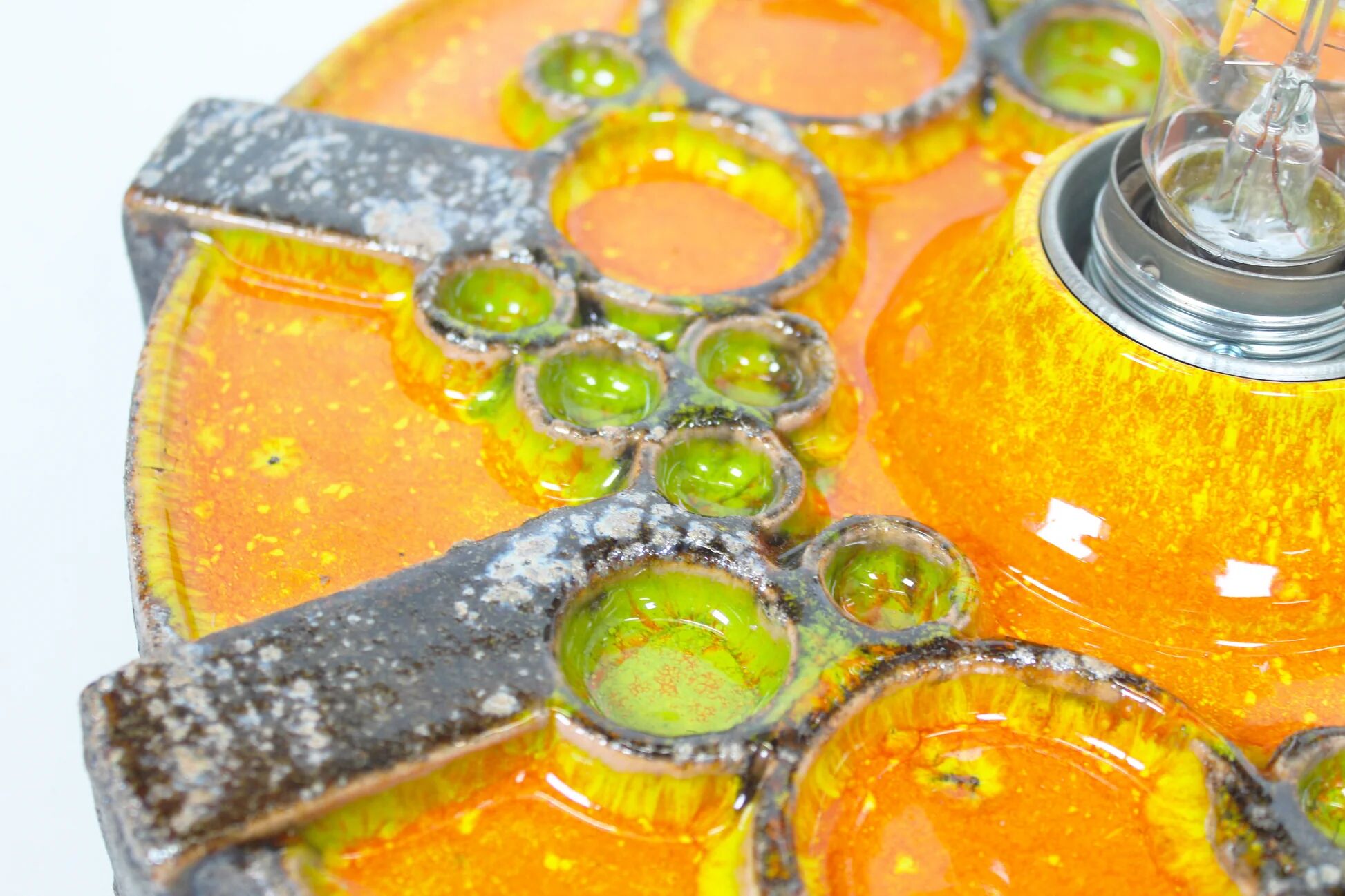 Vintage 1970s ceramic 'Fat Lava' style wall light by Hustadt Leuchten