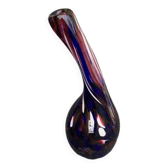 vase, soliflore en verre souffle, numéroté 04, signé MDINA GLASS MALTA, vintage