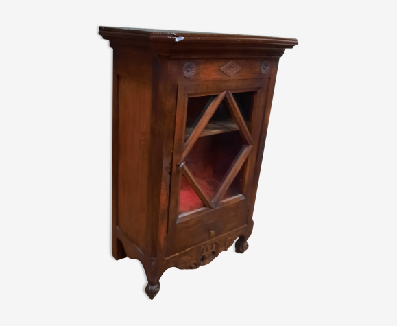 Vitrine rustique une porte un tirroir
