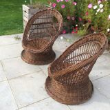 Wicker basket armchairs