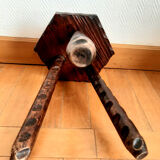 Hexagonal brutalist tripod stool