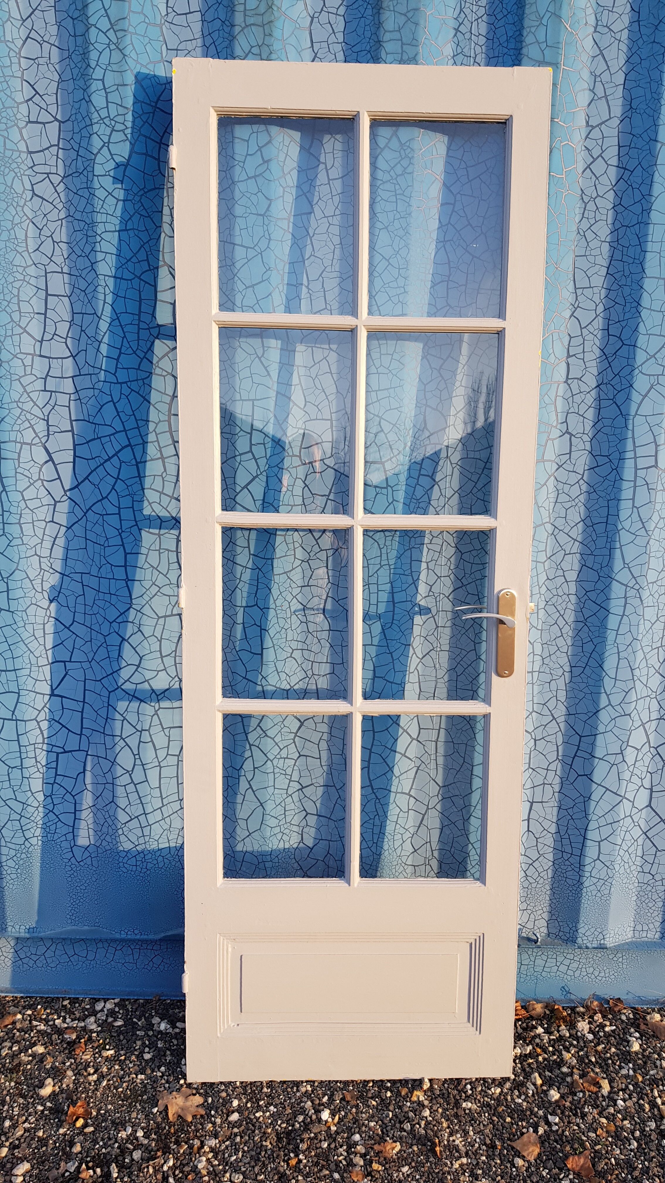 Lot of a double oak glass door