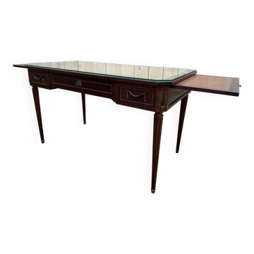 Louis XVI flat desk in mahogany, attributed to Jansen.