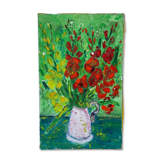 Huile sur toile Joseph Constant constantinovsky nature morte bouquet