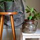 Vintage solid blond wood bar stool