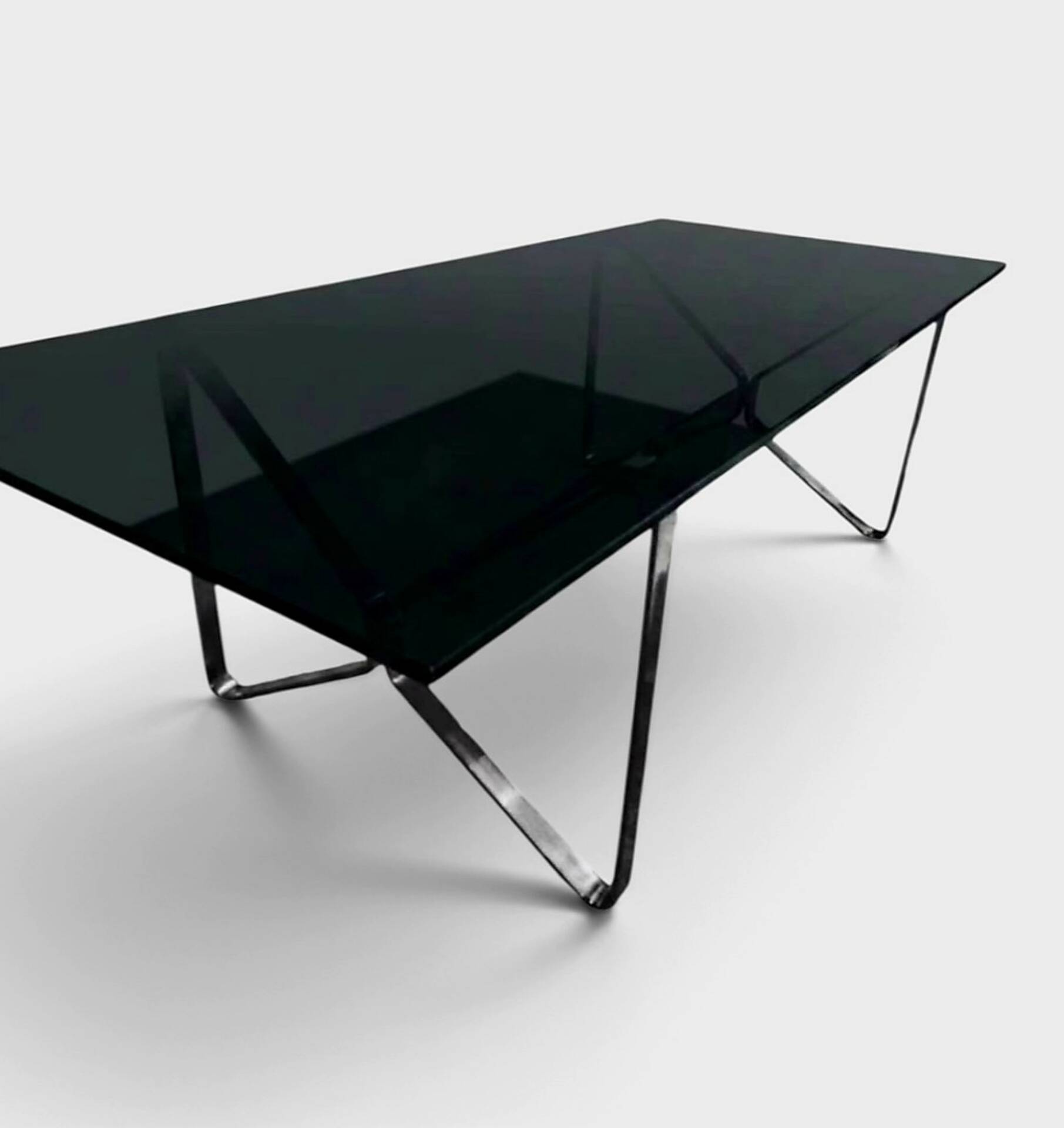 Smoked glass & chrome table design – 1970s Italian style