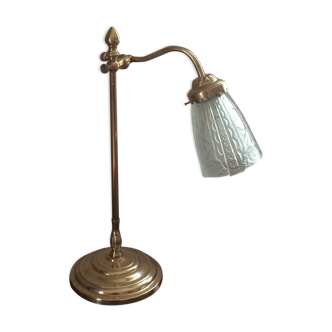 Lampes de bureau art déco et sa tulipe en verre pressé