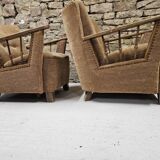 Pair of 50" Brutalist armchairs
