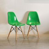 Lot de 6 chaises DSW/DSX Kelly/Caldmium Green de Charles et Ray Eames