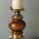 Pied de lampe en bois tourne et laiton années 70/80