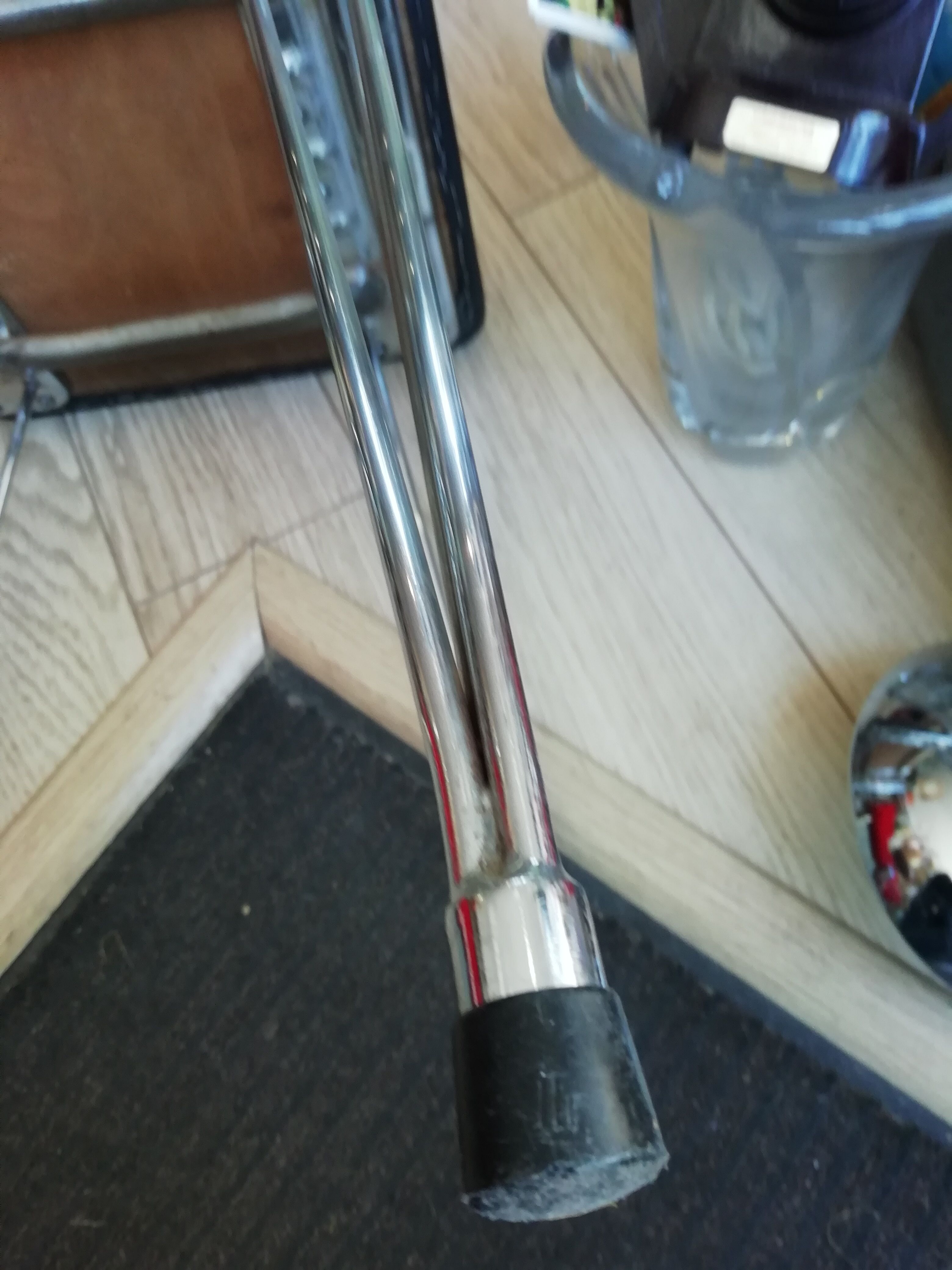 Pair of chrome Eiffel foot stools