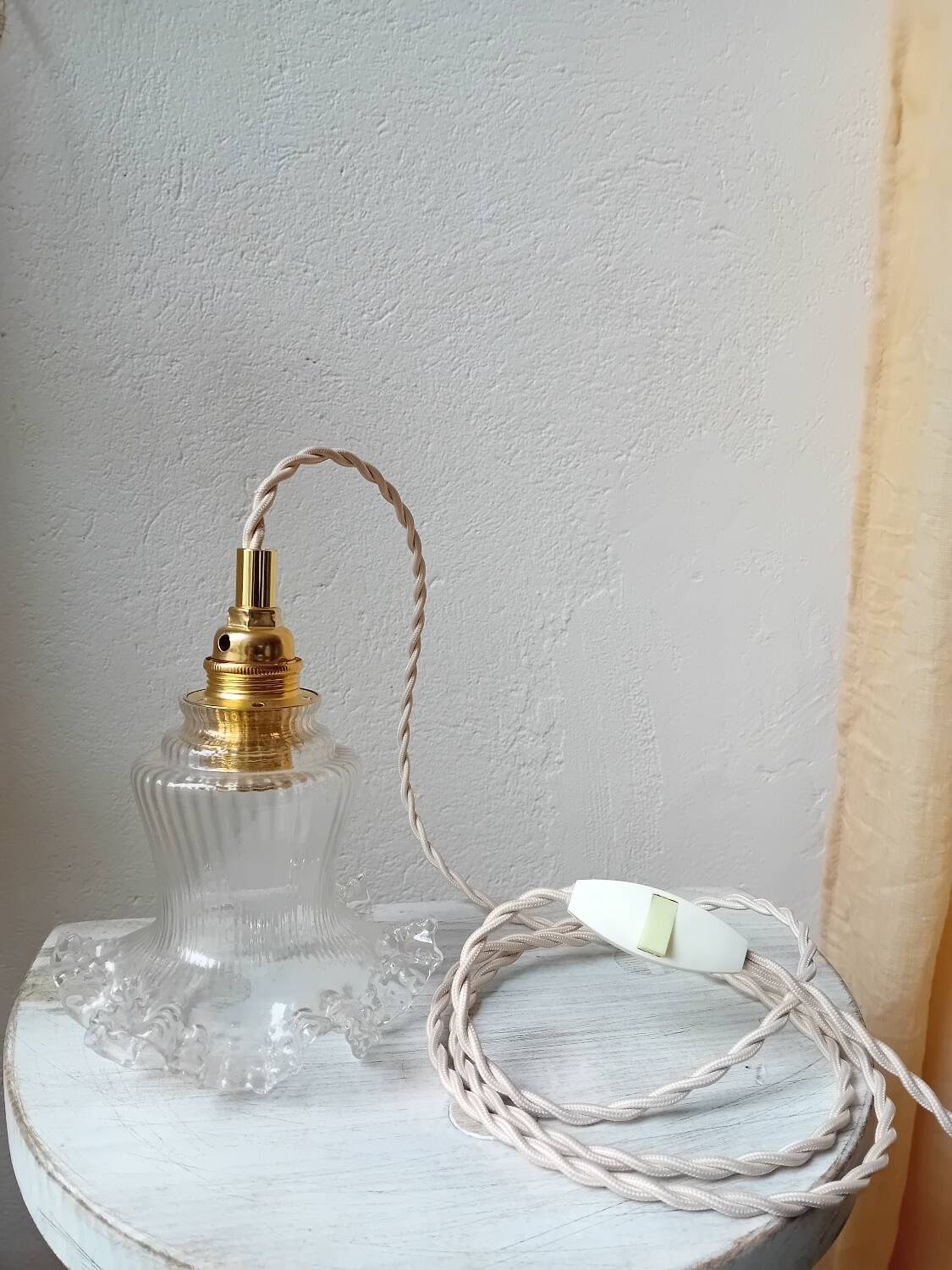 Vintage glass hanging lamp