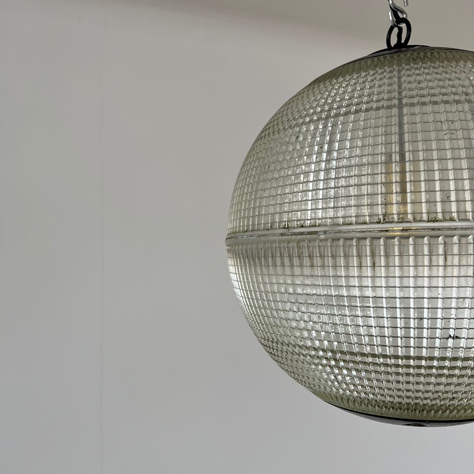 Parisian glass holophane hanging lamp