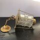 Suspension ancienne lanterne métal doré avec verre moulé années 70 vintage