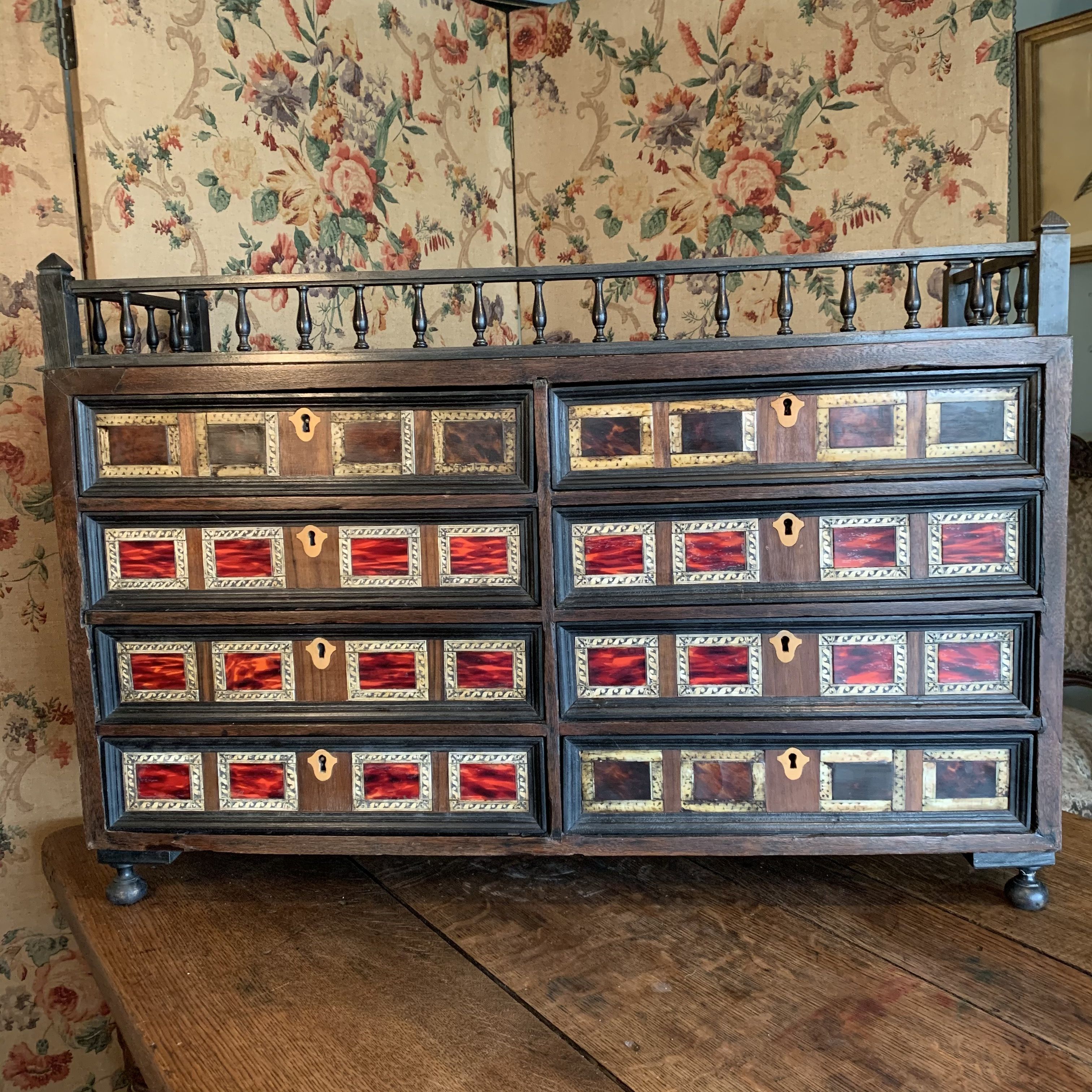 Antwerp cabinet to be laid in tortoiseshell and 17th century marquetry