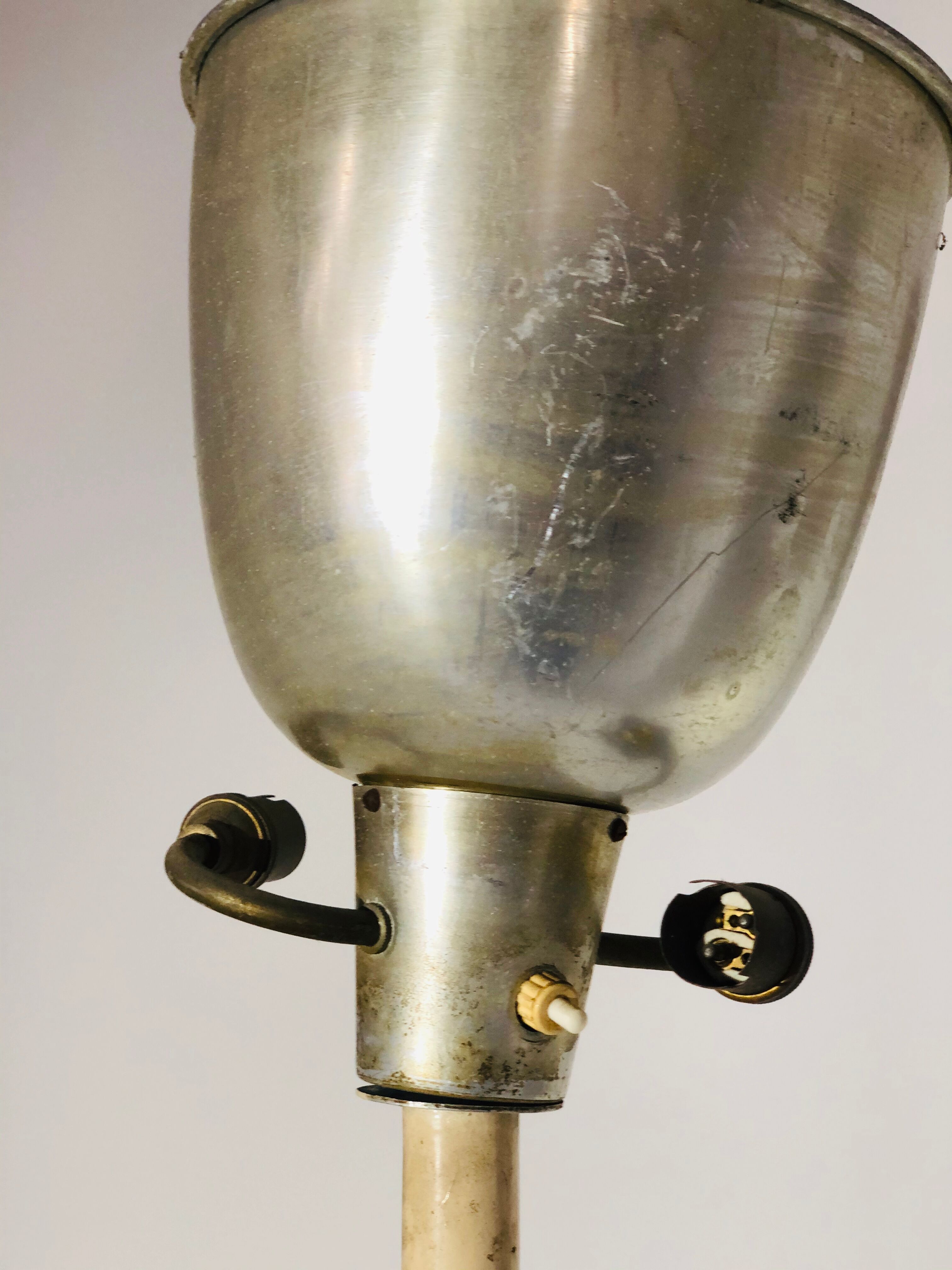 Vintage floor lamp entirely composed of white lacquered metal