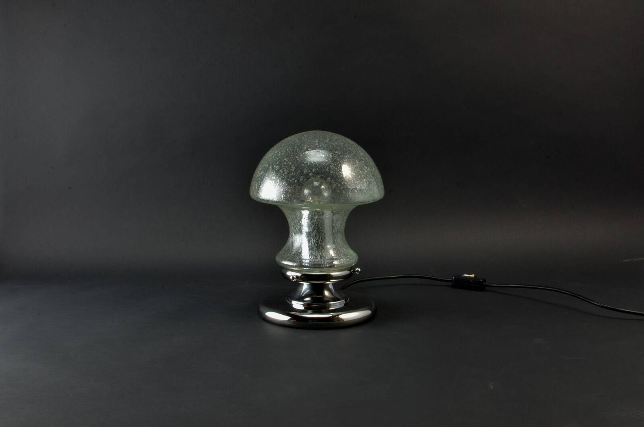 Mid-Century Chrome and Glass Mushroom Table Lamp by Baum Leuchten, 1970s