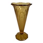 Antique molded glass cone-shaped vase