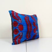 Blue silk ikat velvet pillow