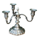 3-light silver-plated metal candlestick