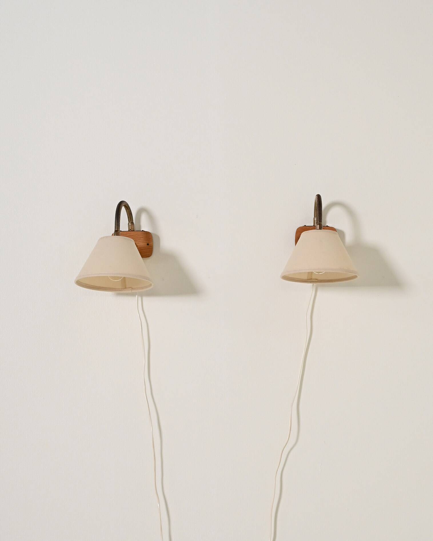 Pair of Scandinavian teak wall lamps, '50s
