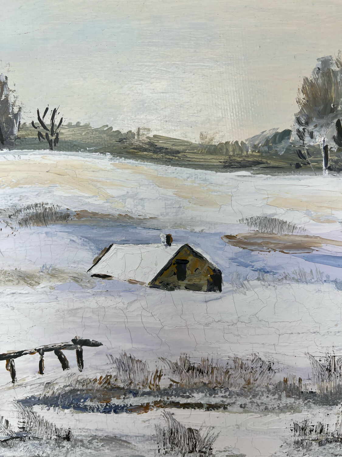 Oil on canvas "Snowy Landscape"