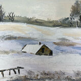 Oil on canvas "Snowy Landscape"