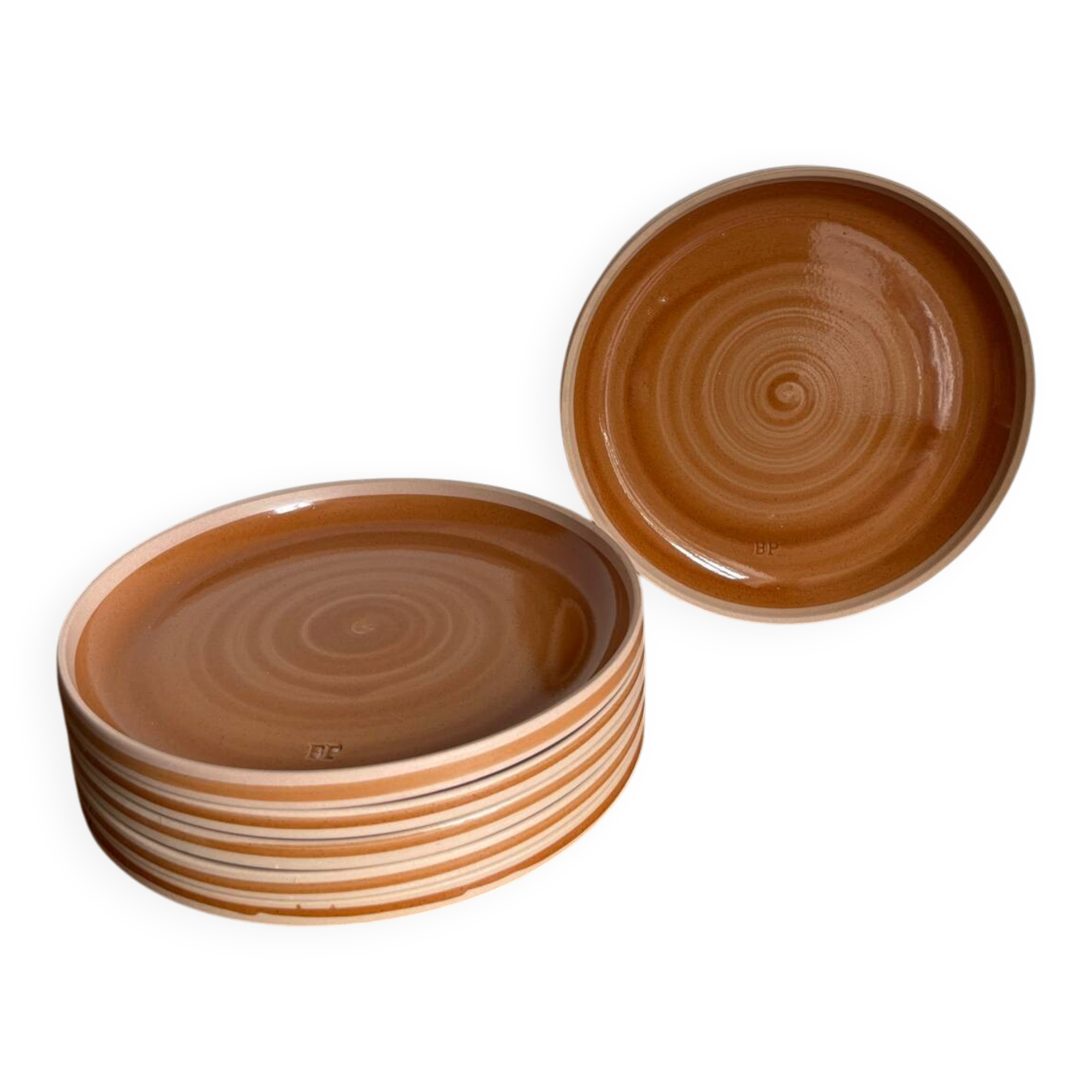 6 assiettes plates en grès