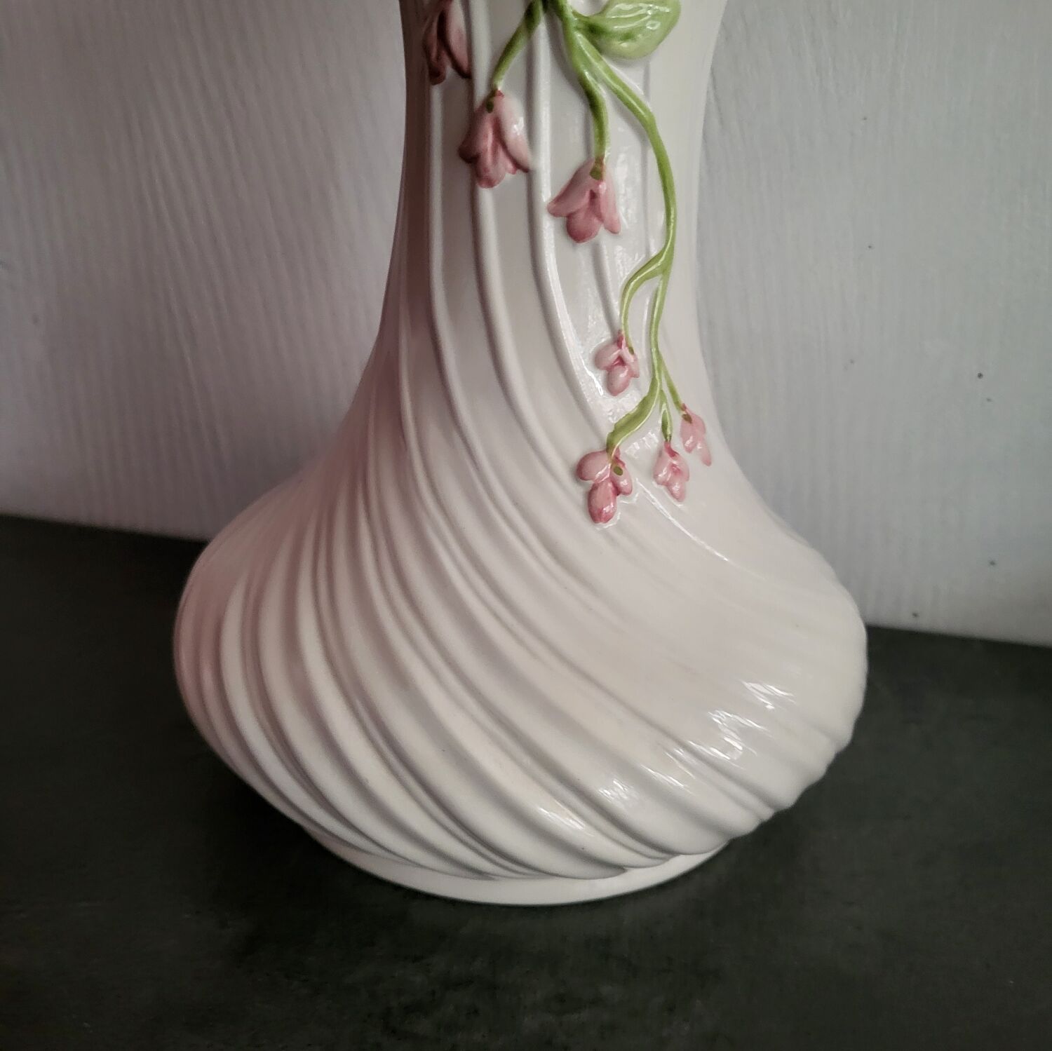 Vintage twisted barbotine vase
