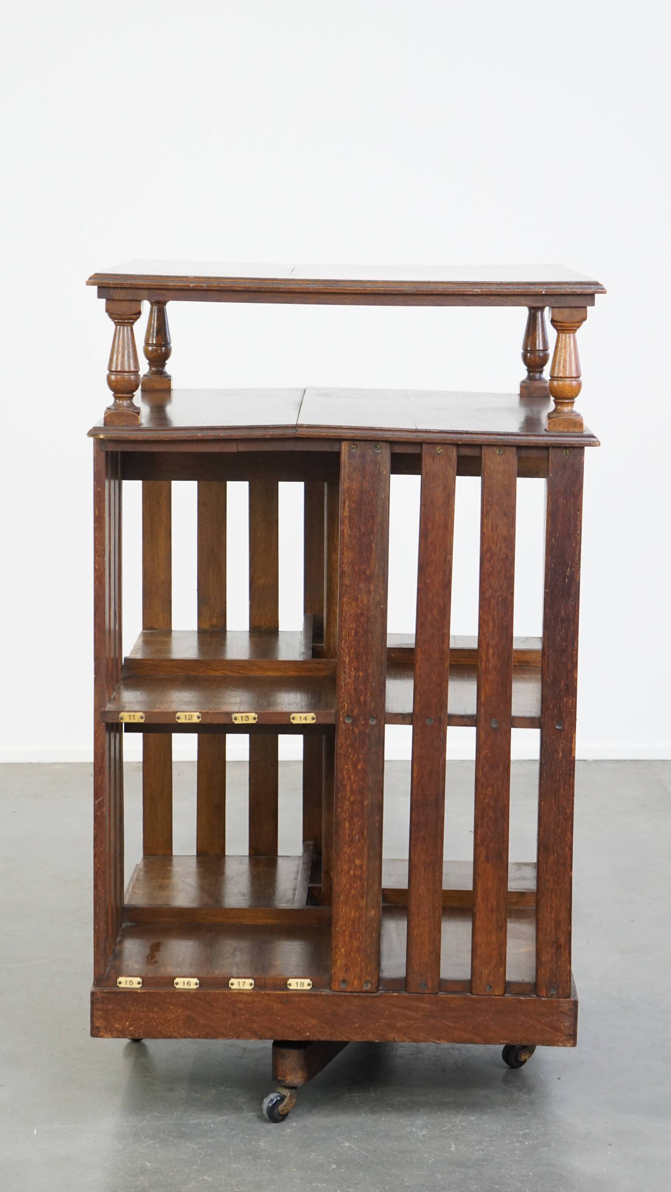 Large Antique English Oak Library Book Carousel