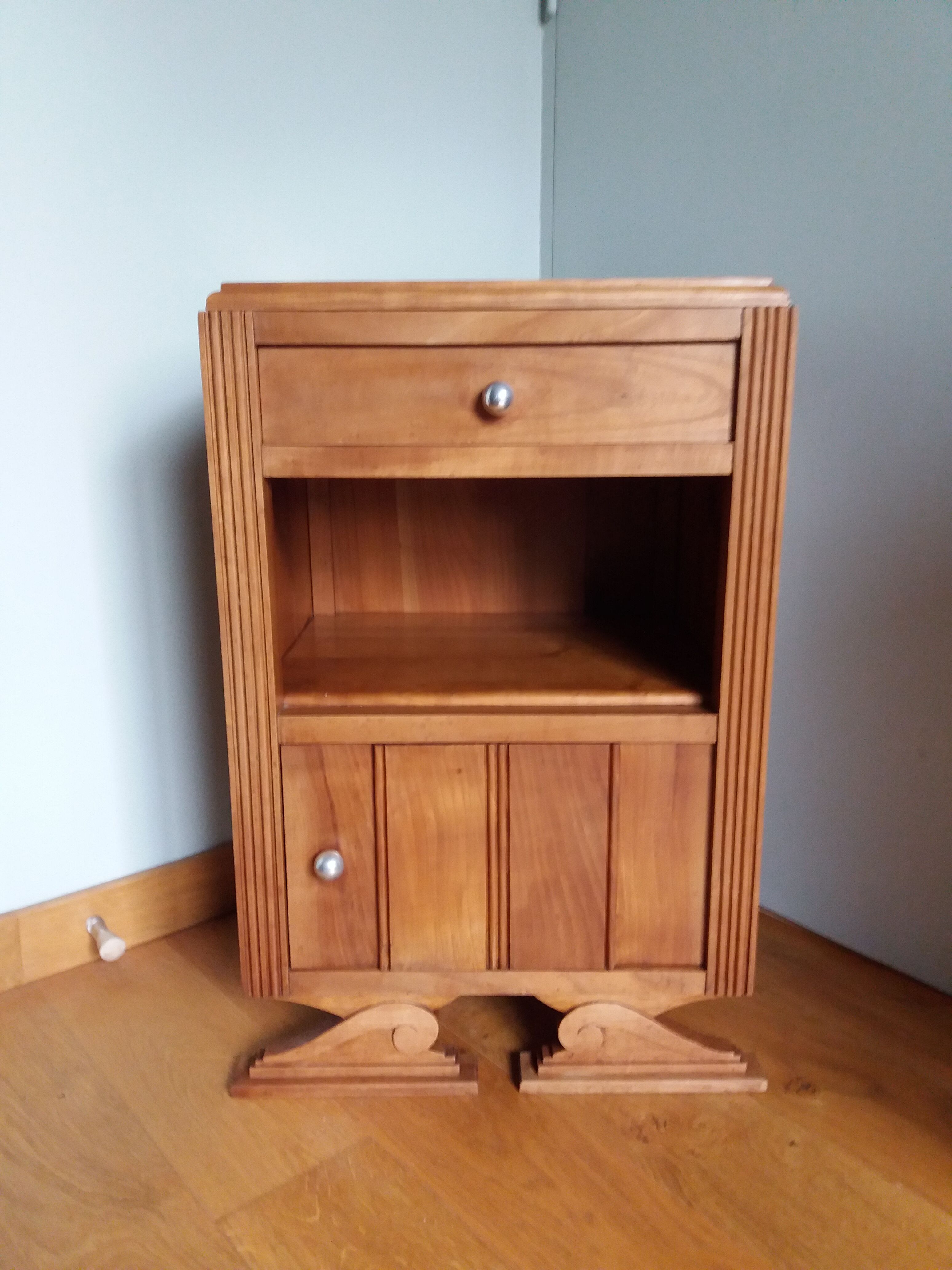 Art deco wooden bedside table