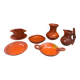 Old vallauris service 7 pieces empty pitchers pocket ceramic orange #a996