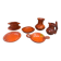 Old vallauris service 7 pieces empty pitchers pocket ceramic orange #a996