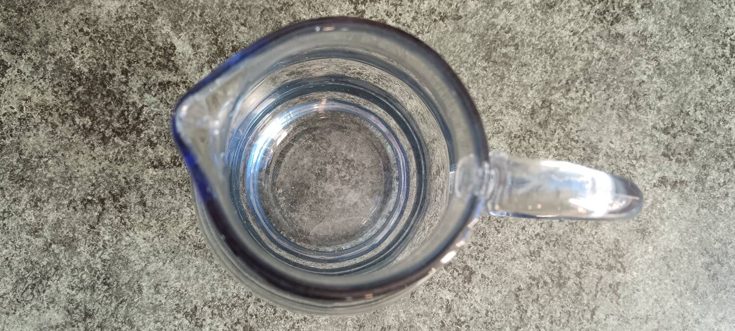 Blue glass pitcher
