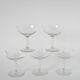 Magnificent set of 5 blown glass champagne glasses, early 20th century