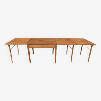 Table carré extensible 4 à 8 personnes bois rallonges coffre